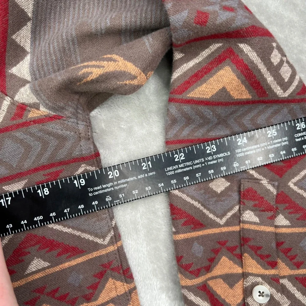 Burlebo Vintage Heavyweight Flannel Mens‎ Small Brown Aztec Southwestern Stretch